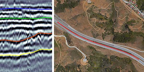 Pavement scanning cross-section view