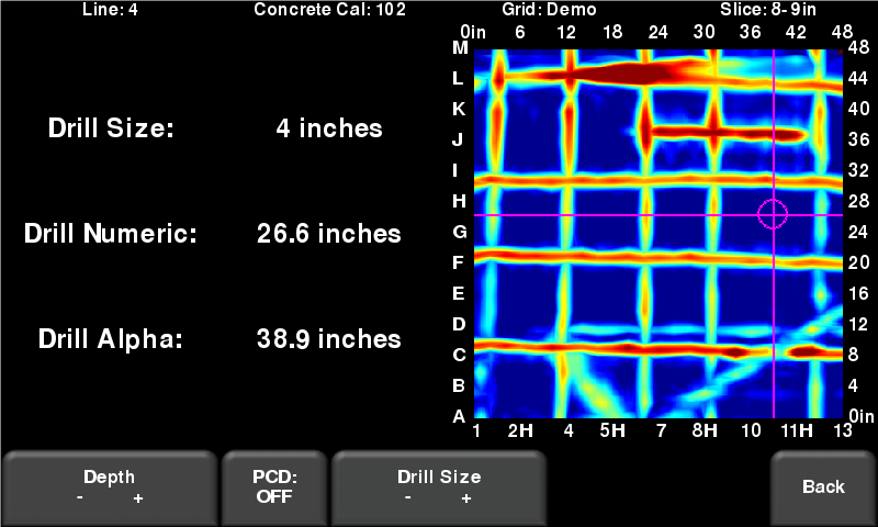 Scanning wire mesh in concrete slab